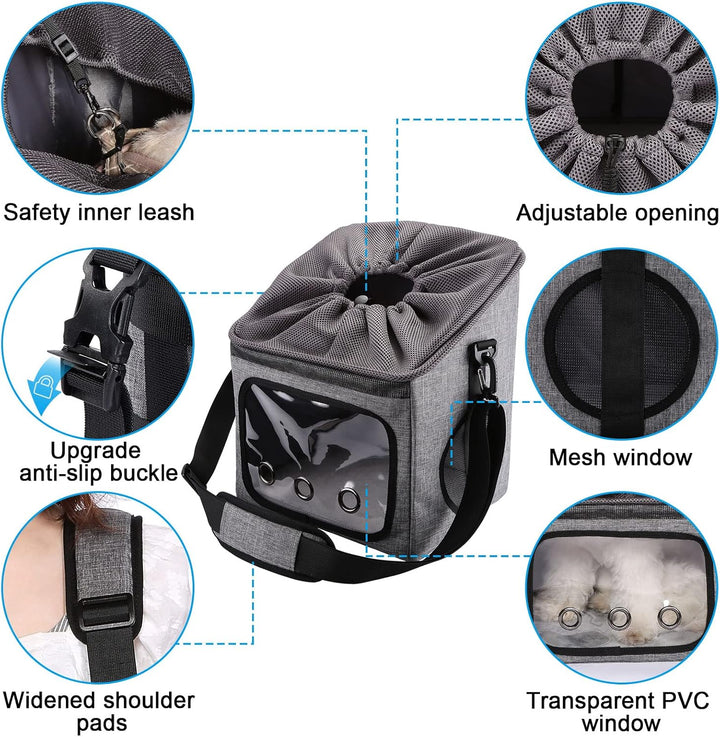Dog Bike Basket Foldable Pet Carrier, Dog Car Booster Seat with Mesh Windows, Adjustable Shoulder Bag Portable Breathable Bicycle Basket Bag for Dogs and Cats