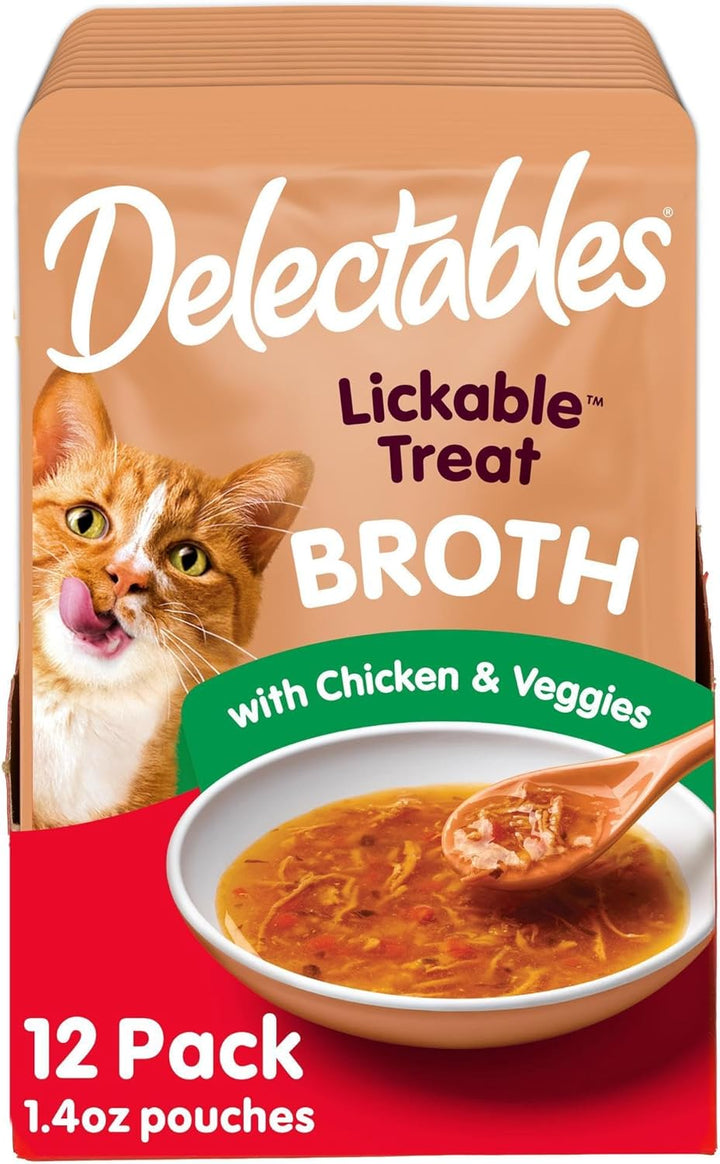 Delectables Savory Broths Lickable Wet Cat Treat Variety Pack, 12Count(Pack of 1)