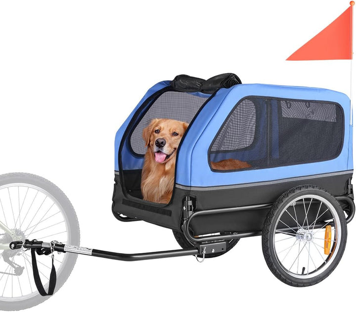 Dog Bike Trailer, Supports up to 88 Lbs, Pet Cart Bicycle Carrier, Easy Folding Frame with Quick Release Wheels, Universal Bicycle Coupler, Reflectors, Flag, Collapsible to Store