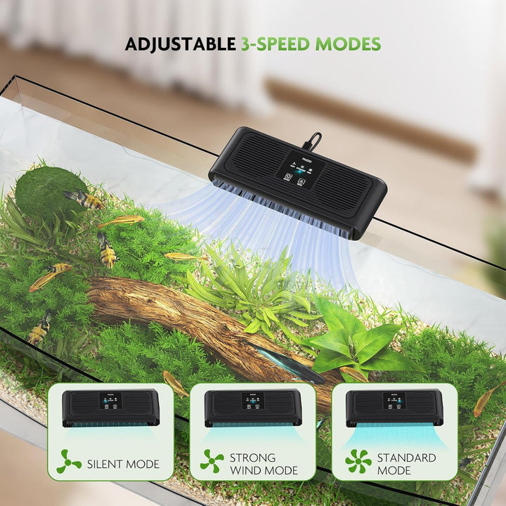 Aquarium Chiller Fan, Fish Tank Cooling Fans Aquarium Cooler with 3 Speed Modes, Water Chiller for Axolotl Tank Accessories Freshwater Saltwater Tanks, 6.4W