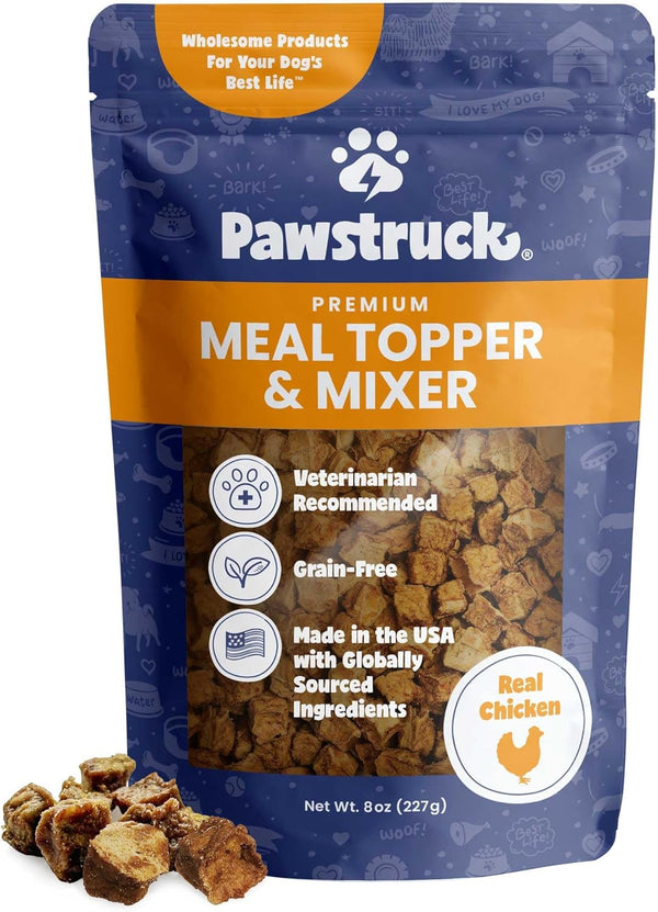 Vet Recommended Air Dried Dog Food Toppers for Picky Eaters, Made in USA with Real Chicken, Premium Meal Mix-In Kibble Enhancer, 8 Oz, Packaging May Vary