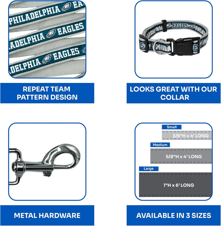 NFL PET Leash Philadelphia Eagles Dog Leash, Large Football Team Leash for Dogs & Cats. a Shiny & Colorful Cat Leash & Dog Leash Licensed by the NFL