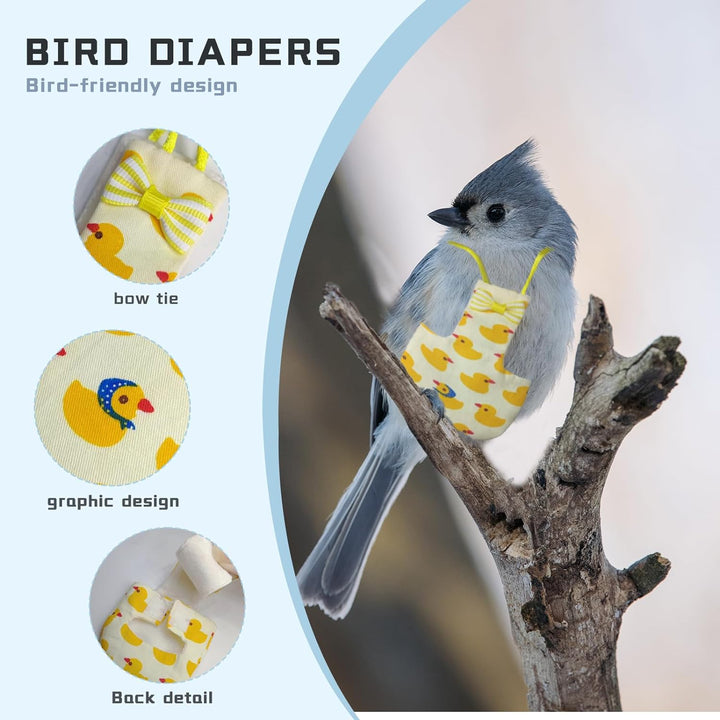 4 Pcs Bird Diaper Parrot Nappy Reusable Flight Suit with Waterproof Inner for Parakeet Cockatiel Mini Macaw Budgie Canary Cute Style (M)