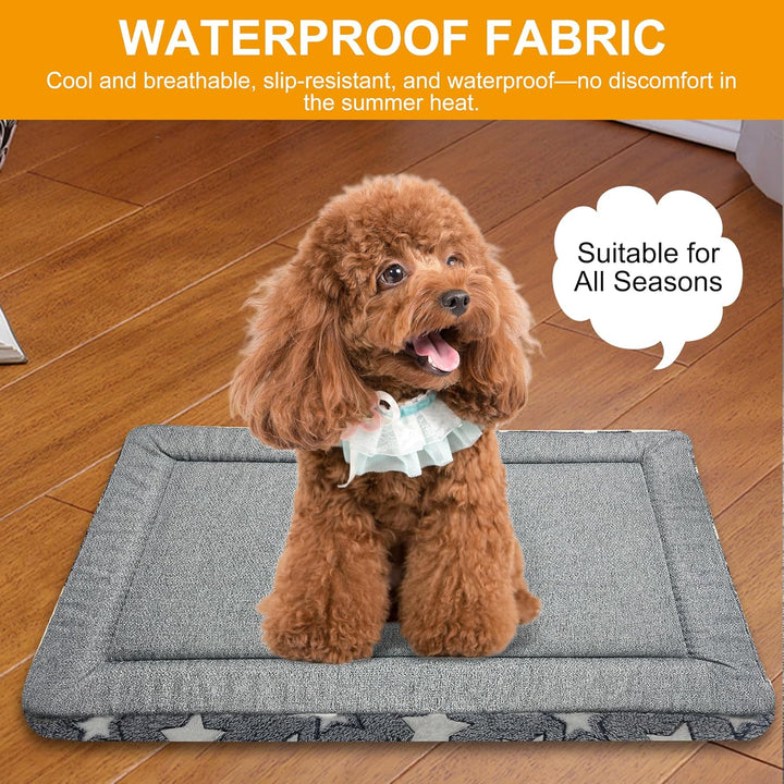 Washable Dog Bed Plush Orthopedic Outdoor Crate Mat with Non-Slip Bottom,Luxe Soft Kennel Pad for Pets, Cozy Cage Cushion & Pet Sleeping Mattress Large Sized,Medium,Small Dogs,24 X 18 Inch,Gray