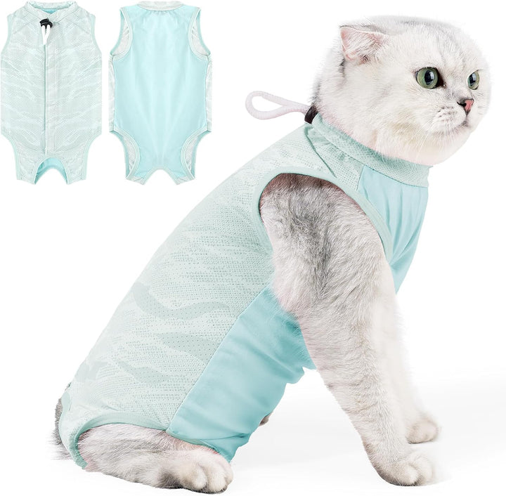 Cat Recovery Suit for Abdominal Wounds or Skin Diseases, Cat Onesie for Cats after Surgery Female Kitten Recovery Suit, Breathable E-Collar Alternative for Cats after Spay anti Licking Wounds