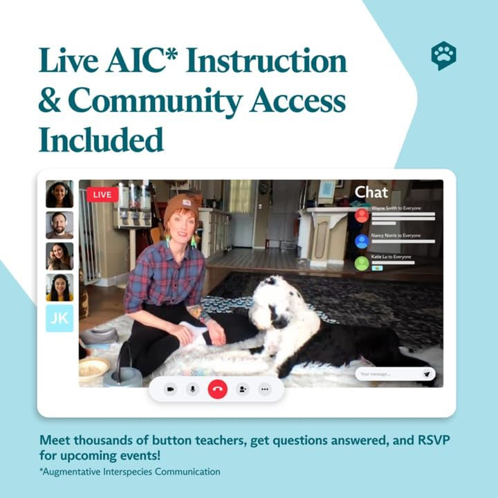 Speak Up! Get Started Kit with Clearer Upward-Facing Sound | 6 Recordable Buttons W/Pre-Installed Batteries & 3 Hextile Button Mats | Training Dog & Cat Communication Buttons