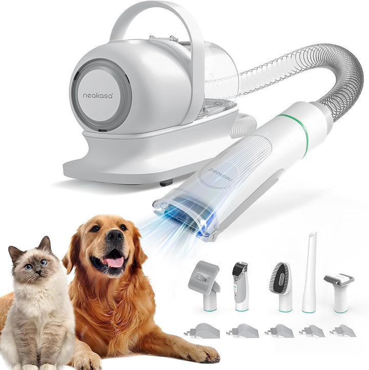 P1 Pro Pet Grooming Kit & Vacuum Suction 99% Pet Hair, Professional Clippers with 5 Proven Grooming Tools for Dog and Cat