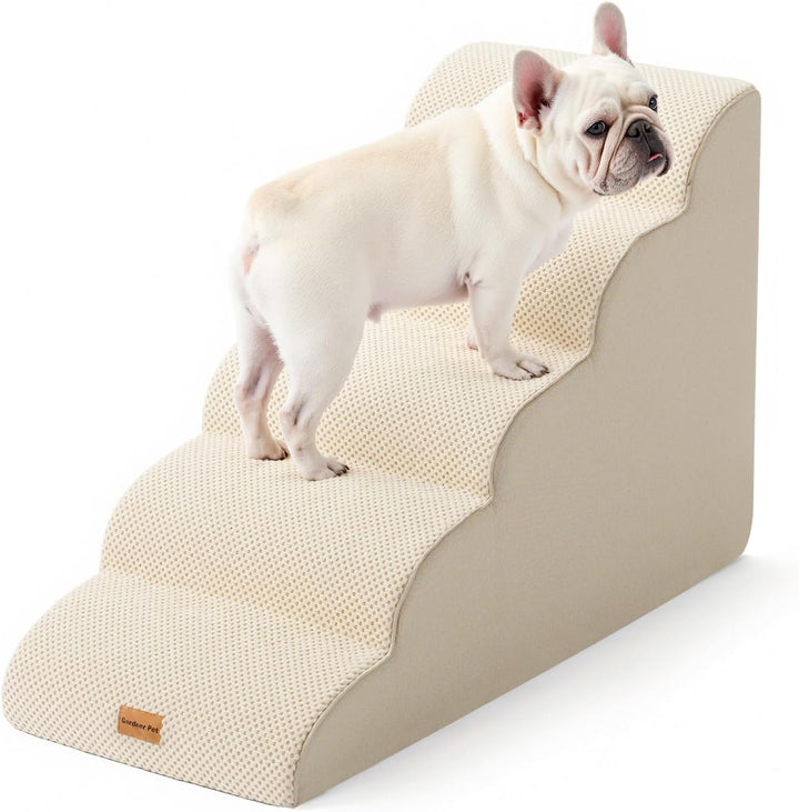 Dog Stairs for Small Dogs 16.5" H, 2 in 1 Transformable 3-Step Pet Stairs and Ramp, Dog Steps for Couch (13-20 In) with Durable Non-Slip Waterproof Cover and Certipur-Us Certified Foam