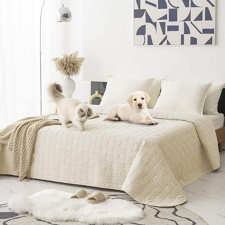 Waterproof and Anti-Slip Dog Bed Cover and Pet Blanket Sofa Pet Bed Mat ，Car Incontinence Mattress Protectors Furniture Couch Cover for Most Cats Dogs, Pets（52X82-Ivory）