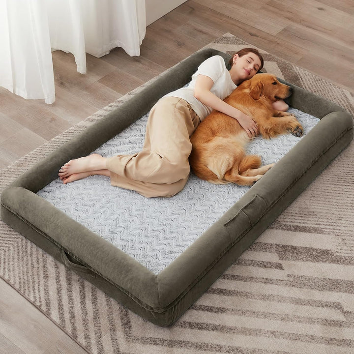 XXL Extra Large Dog Bed, Washable Dog Couch with Removable Waterproof Cover, Orthopedic Large Pet Sofa Bed with Bolster Sides for Sleeping
