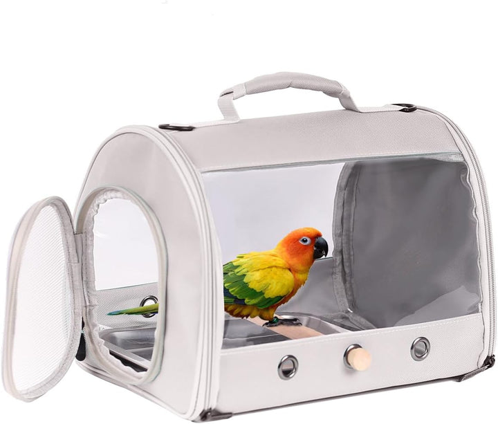 Small Bird Travel Cage Carrier, Portable Parrot Parakeet Carrier with Standing Perch and Comfy Mat, Budgies Carry Transport Bag for Vet Visit Shopping and Outdoor Adventure.