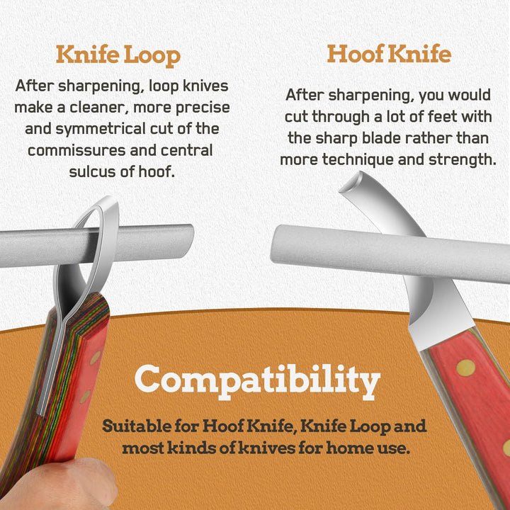 Hoof Knife Sharpener, 5 Inch Farrier Tool Honing Rod with Diamond Coated to Keep Hoof Knives and Cutting Instruments Sharp Black