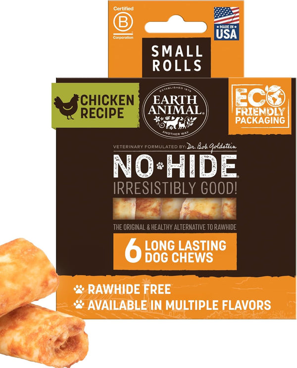 No Hide Small Long Lasting Dog Chew Rolls, Chicken - 6 Count
