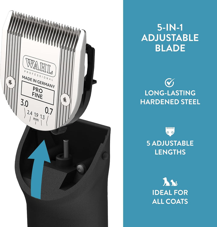 Professional Animal 5-In-1 Adjustable Blade Arco, Bravura, Chromado, Creativa, Figura, and Motion Pet, Dog, and Horse Clippers - Fine (2179-301)