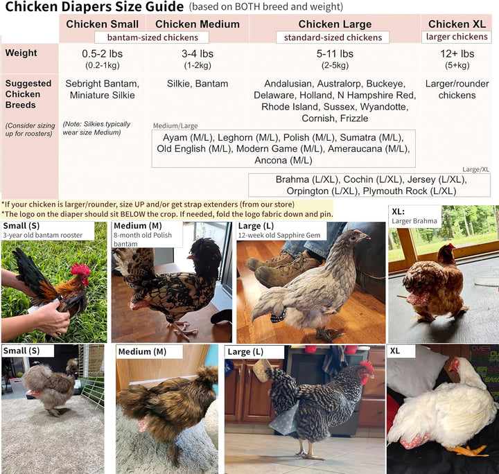 Chicken Diapers for Indoor Chickens, Hens, Roosters, Diapers for Ducks, Ducklings - Reusable, Adjustable by  (Pink Floral, Chicken Large, 1, Count)