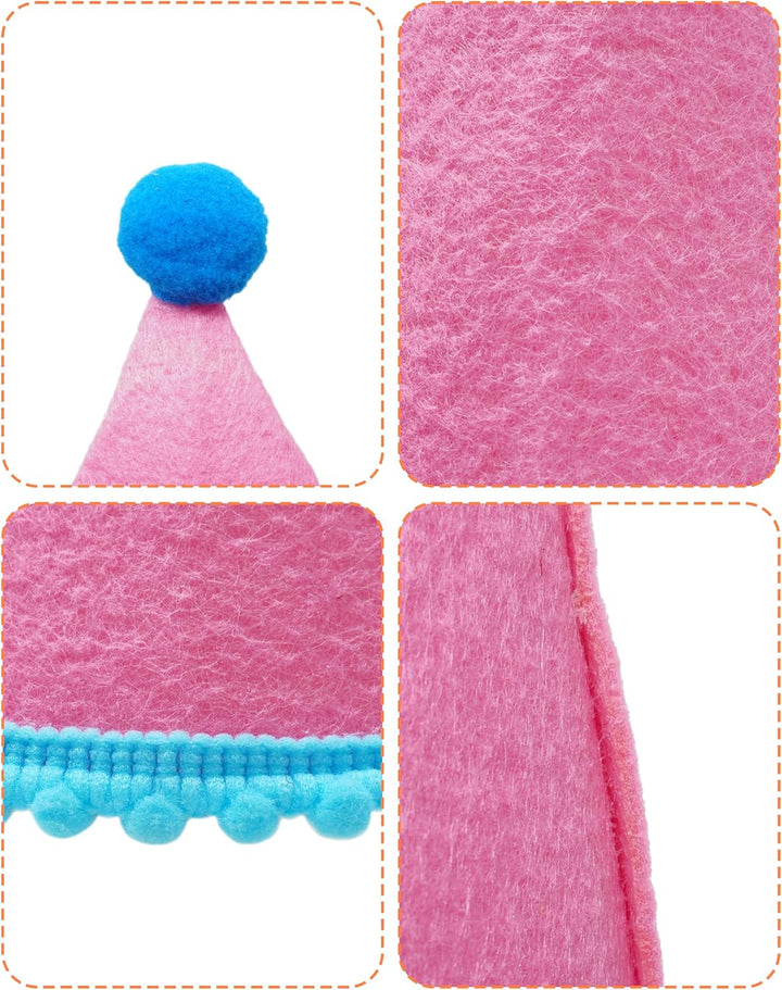 10 Pack Mini Party Hats for Small Dog Birthday Stuffed Animals Dolls Puppy Cats Adjustable Holiday Hats Felt Pom Pom Headband Kitten Pet Grooming Costume Accessories