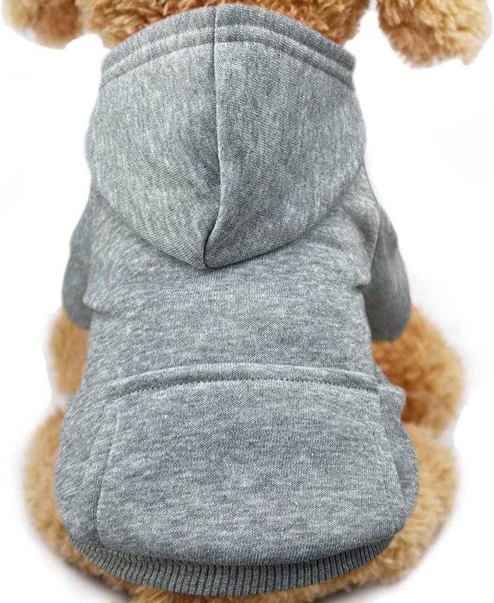 Winter Dog Hoodie Sweatshirts with Pockets Warm Dog Clothes for Small Dogs Chihuahua Coat Clothing Puppy Cat Custume (Coffee, Small)
