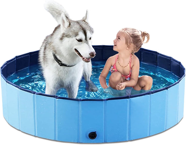 Foldable Dog Pet Bath Pool Collapsible Dog Pet Pool Bathing Tub Kiddie Pool Doggie Wading Pool for Puppy Small Medium Large Dogs Cats and Kids 48" Blue