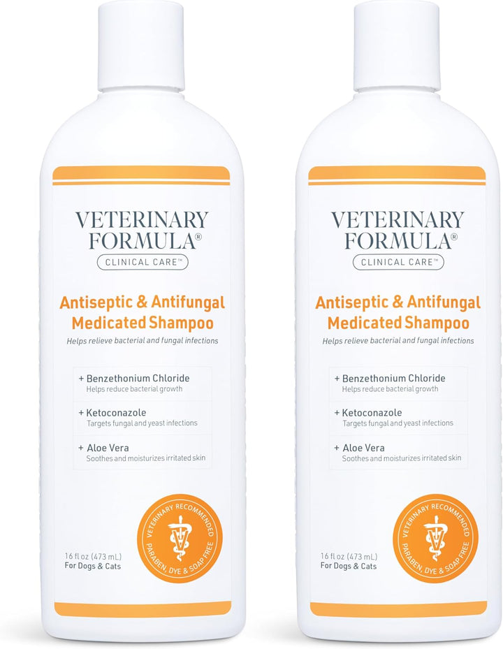 Clinical Care Antiseptic and Antifungal Medicated Shampoo for Dogs & Cats, 16 Fl Oz – Helps Alleviate Scaly, Greasy, Red Skin – Paraben, Dye, Soap-Free (1 Pack)