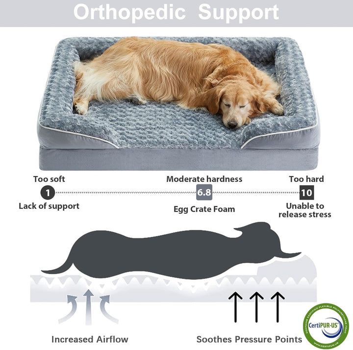 Dog Beds for Large Sized Dogs, Washable Orthopedic Dog Couch Sofa Bed with Waterproof Lining & Non-Skid Bottom for Pet Sleeping