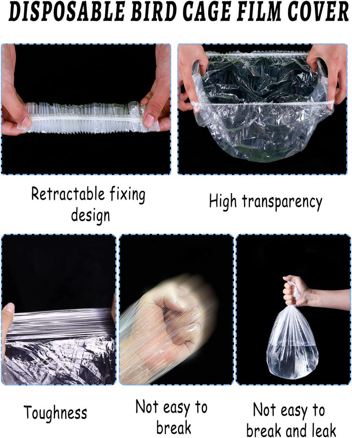 Disposable Bird Cage Liners Clear Plastic Parakeet Cage Liner Bag - 50 Pcs Parrot Cage Tray Liners Universal Film Bird Cage Accessories for Finches Canaries Cockatiels Birdcage