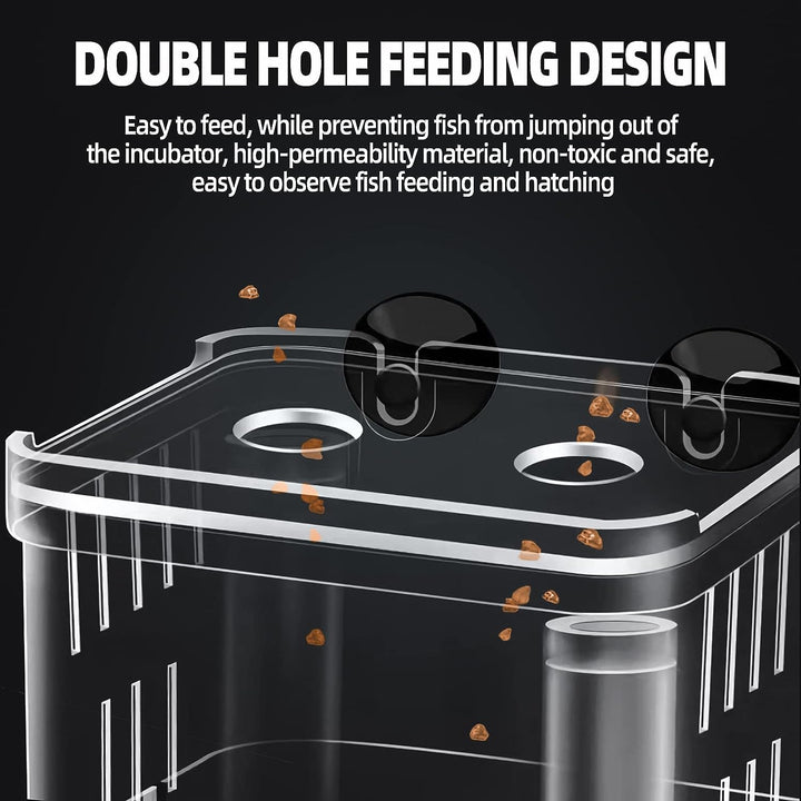 Aquarium Fish Tank Hatchery Incubator Breeding Box, Acrylic White Breeder Isolation Divider Hatching Boxes Accessory Small Baby Fishes Shrimp Clownfish Guppy