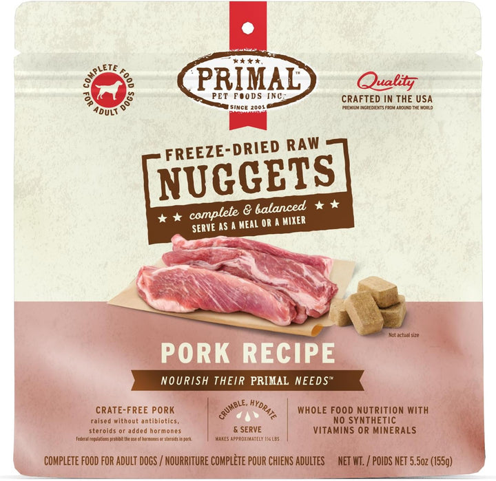 Primal Freeze Dried Dog Food Nuggets, Chicken; Complete Balanced Meal, Topper or Treat; Premium, Healthy, Grain Free, High Protein Raw Dog Food, 14 Oz