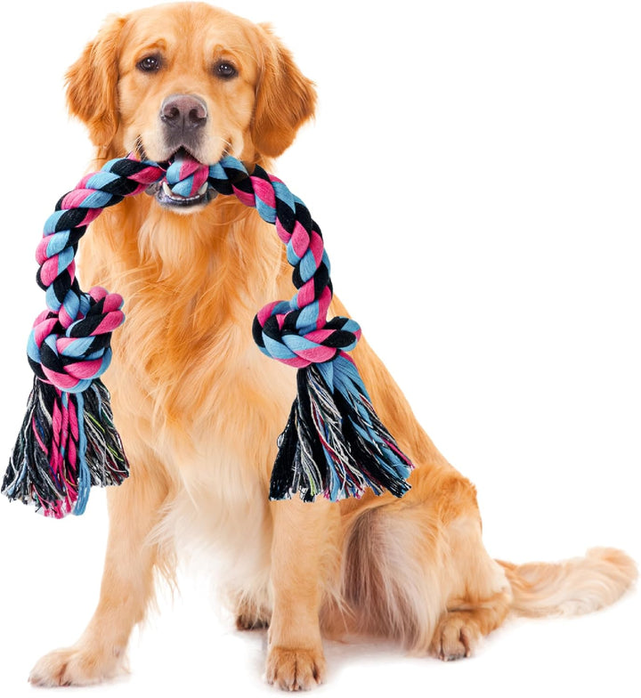 Large Tough Chew Toys for Aggressive Chewers Large Breed,Heavy Duty Dental Rope Toys Kit for Medium Dogs,5 Knots Indestructible Cotton Puppy Teething Chew Tug Toy Set of 9