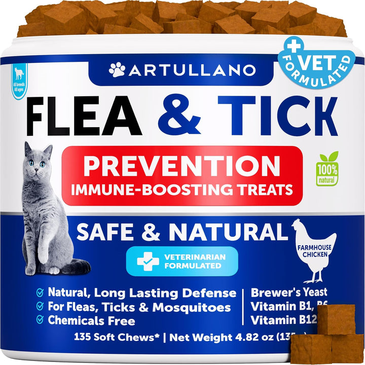 Flea and Tick Prevention for Dogs Chewables - Natural Flea Treatment Control - Supplement for Large & Small Dogs with Vitamins - Immune Support Chews - Puppy Pest Defense Oral Pills - 120 Soft Treats