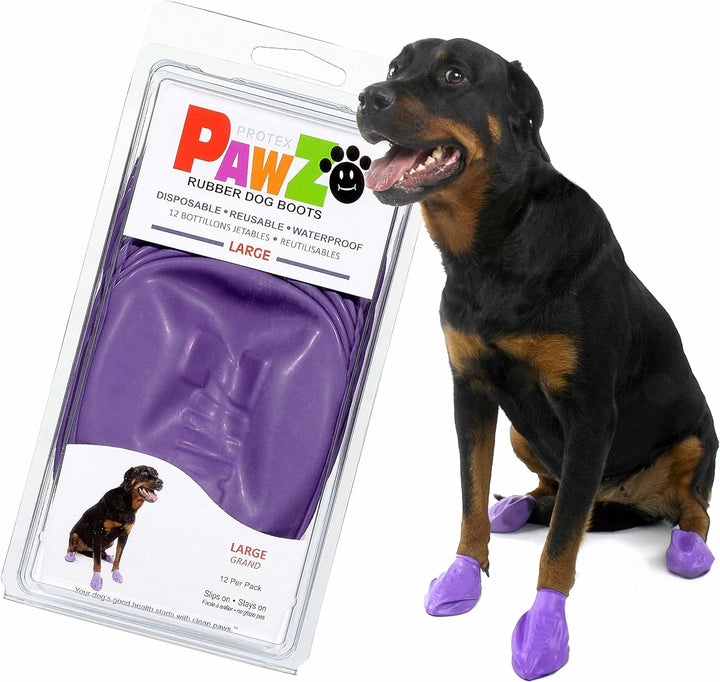 Pawz Rubber Dog Boots for Paws to 2 1/2" - All-Weather Dog Booties for Hot Pavement, Sand, Snow, Mud, and Rain - anti Slip Dog Socks - S, Red