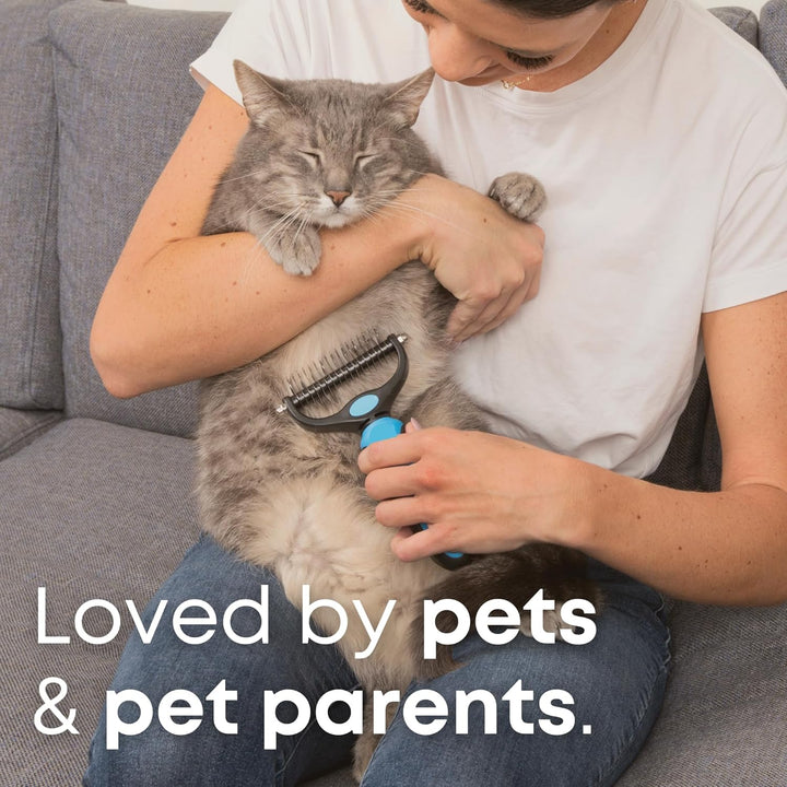 Dematting Comb for Cats and Dogs, Mat Remover and Deshedding Grooming Tool, Safe Detangler for Matted Fur, Double Sided Undercoat Rake