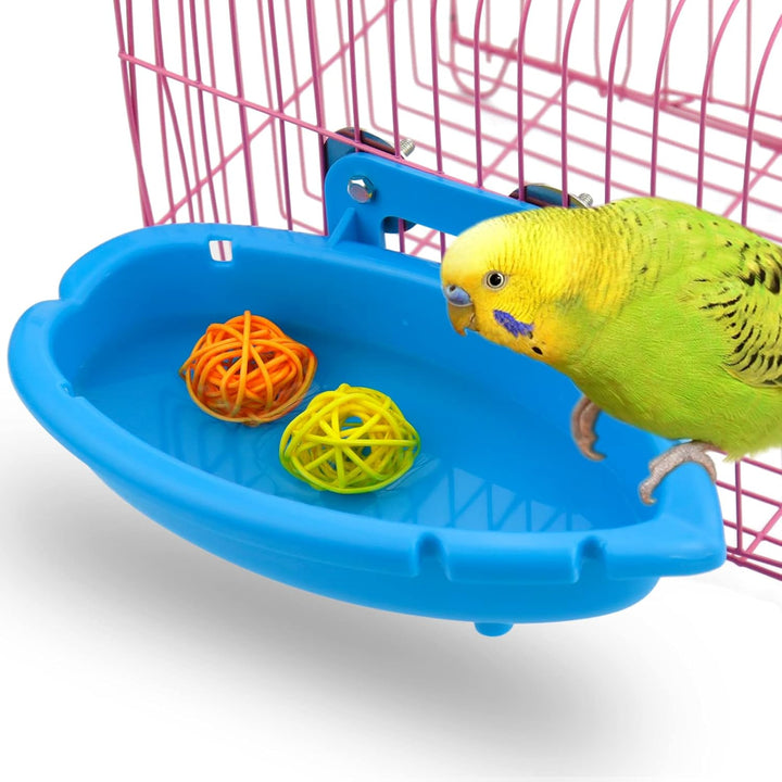 Bird Bath for Cage-Small Tub Bowl for Hang inside Cage Birdbath Shower for Parrot/Parakeets/Cockatiels/Canary/Budgerigar (Blue)