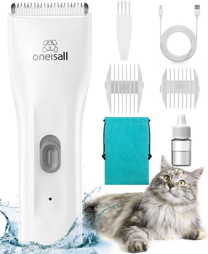 Pet Clipper for Cat Matted Hair, Pet Shaver for Cats Quiet Pet Clippers Waterproof Cordless Cat Clippers for Matted Hair Long Hair with Storage Bag (Green)