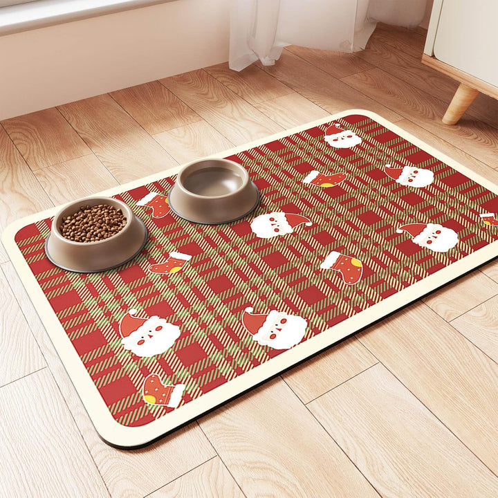 Pet Feeding Mat-Absorbent Pet Placemat for Food and Water Bowl, with Waterproof Rubber Backing, Quick Dry Water Dispenser Mat for Dog and Cat (12"X20", Striped Dark Gray)
