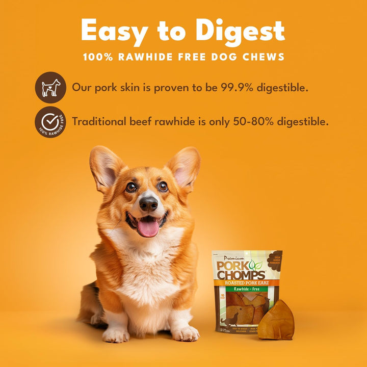 Roasted Pork Skin Dog Chews, Ear Shapes, 10 Count