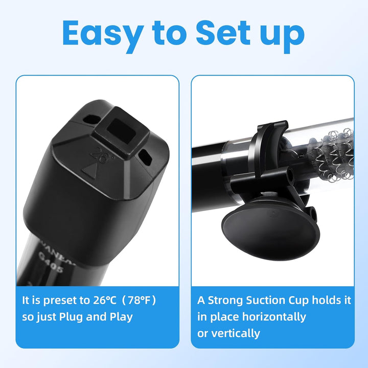 Aquarium Heater, 25W Small Betta Fish Tank Heater, Mini Preset Water Thermostat with a Thermometer