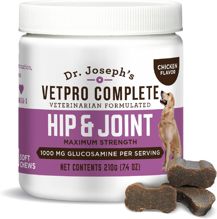 Dr. Joseph'S  Dog Hip and Joint Supplement, 120 Count, Chicken Flavored Pain and Inflammation Relief Chews with Glucosamine, Chondroitin, MSM, Turmeric, Vitamin C, Omega 3