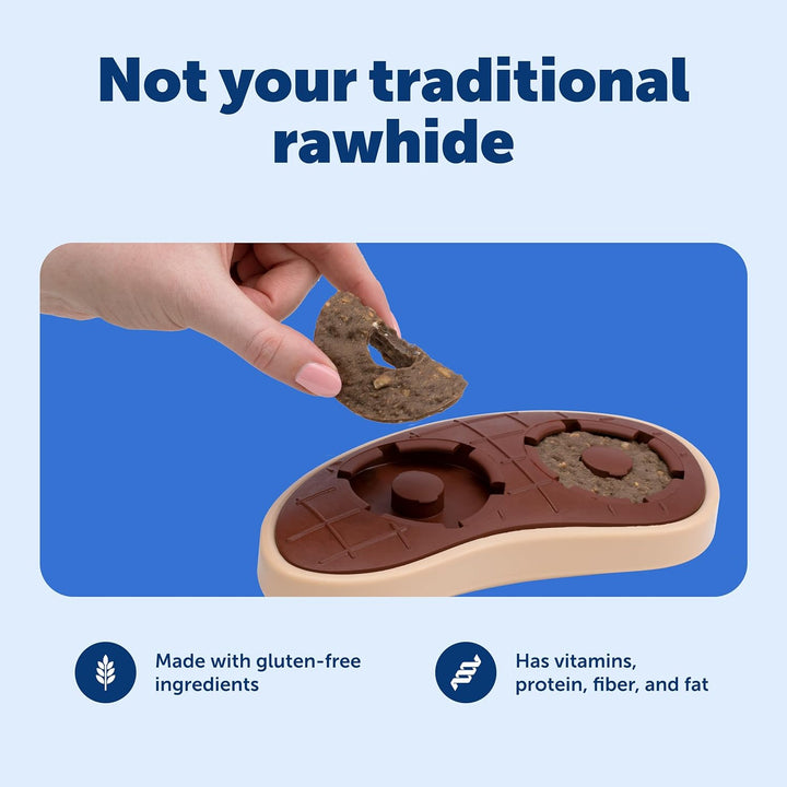 Busy Buddy Natural Rawhide Rings - Long-Lasting Chew Refills - Quality Ingredients - Peanut Butter & Original Rawhide Flavored Treat Rings - Size C - 24-Pack