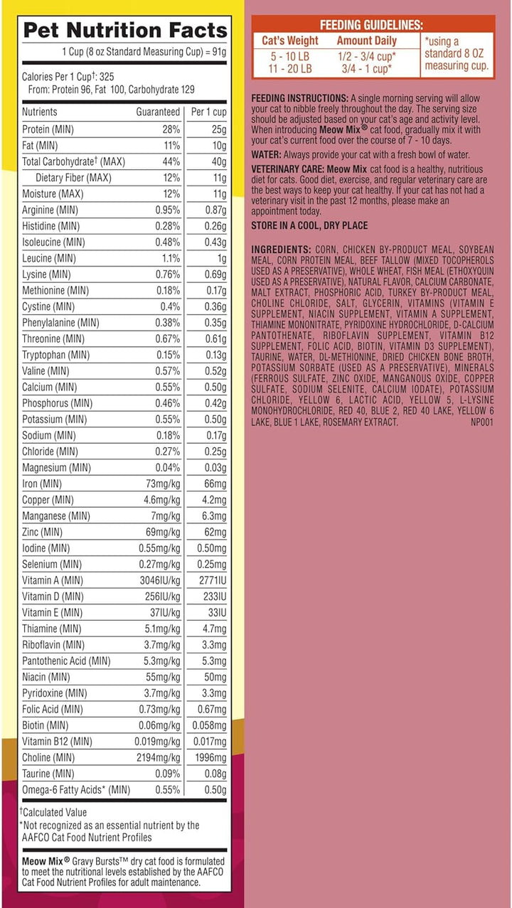 Gravy Bursts Dry Cat Food, Chicken, 3 LB Bag
