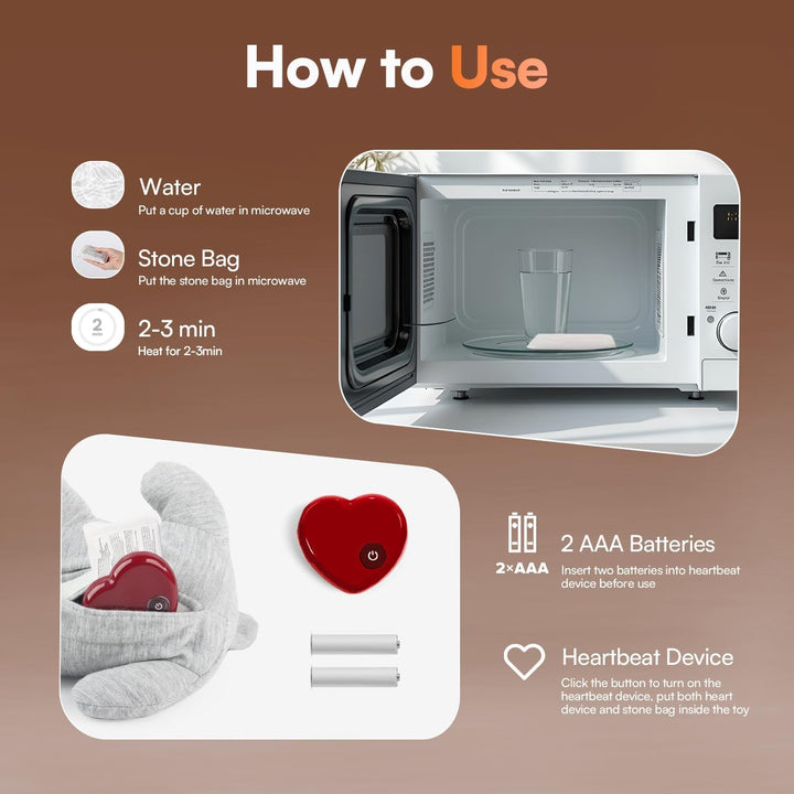 Heartbeat Cat Plush Toy – Calming Kitten Companion with Realistic Heartbeat, Anxiety Relief for Indoor Cats Dogs Pets