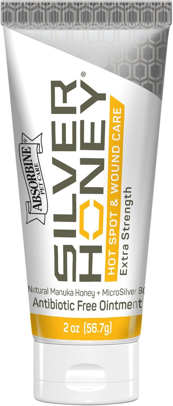 Silver Honey Hot Spot & Wound Care Ointment 2Oz Tube, Manuka Honey & Microsilver BG, Medicated for Dogs, Cats, Small Animals