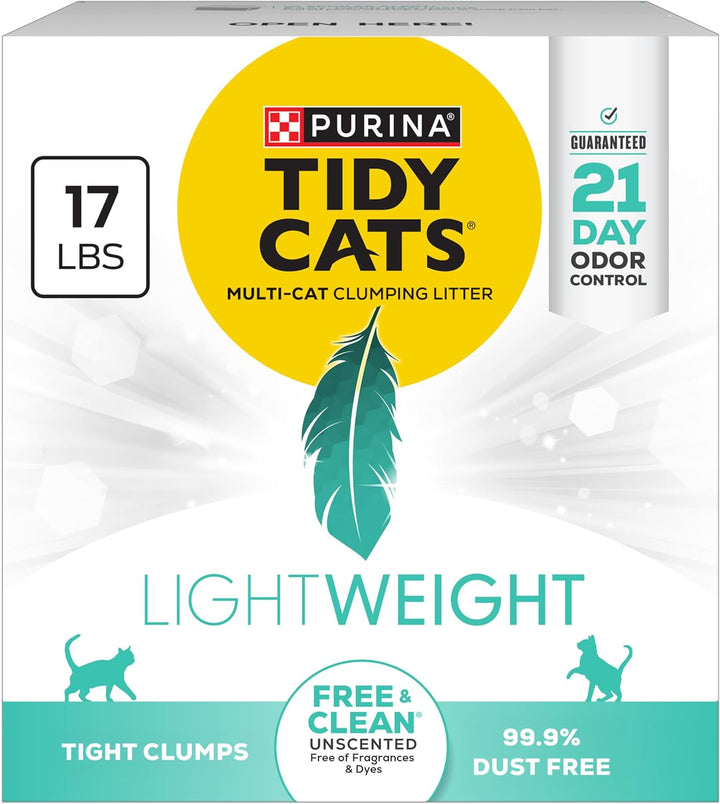 Purina  Lightweight Free and Clean Unscented, Multi-Cat, Clumping, 99.9 Percent Dust Free Cat Litter - 17 Lb. Box