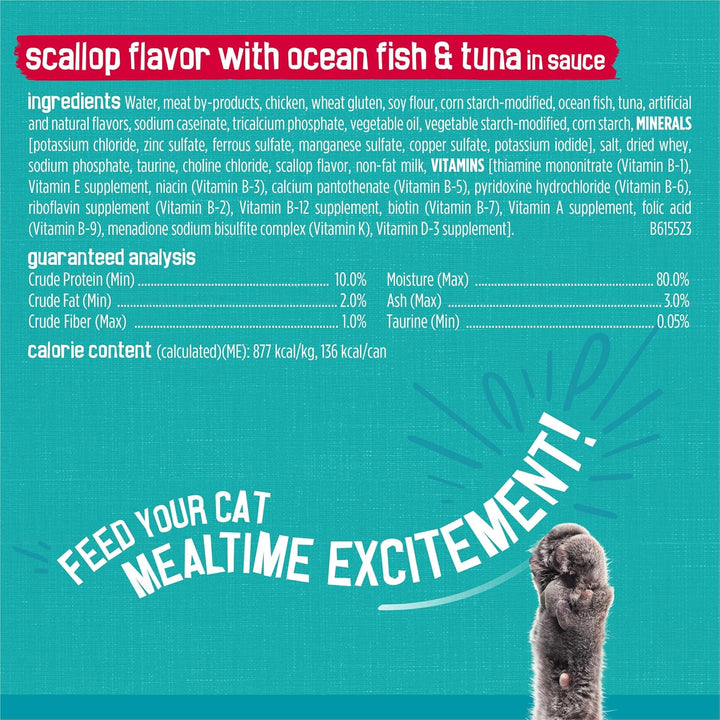 Purina  Wet Cat Food Variety Pack, Tasty Treasures Prime Filets (With Ocean Fish and Tuna, with Chicken and with Turkey) - 5.5 Ounce (Pack of 12)