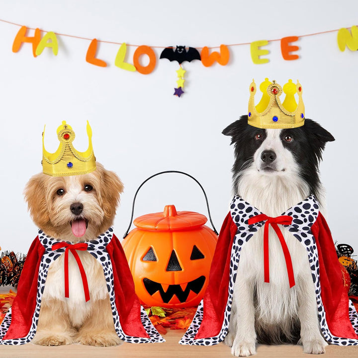 Dog King Costume, Dog Halloween Costumes King Cloak and Crown Set Funny King Prince Costume for Small Medium Large Dogs (Large)