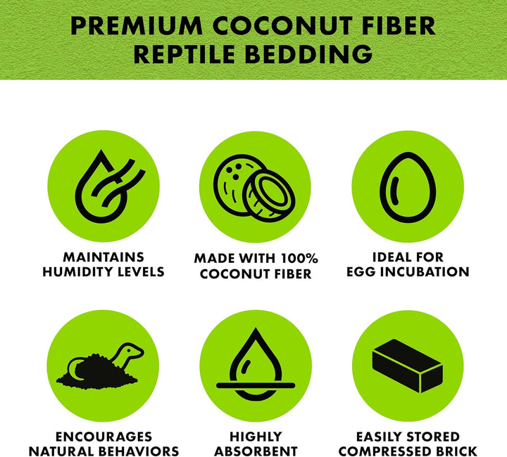 Coconut Husk Brick, Organic Bedding for Reptiles, Made with 100% Coconut Fiber, Ideal for Tropical Habitats and Egg Incubation
