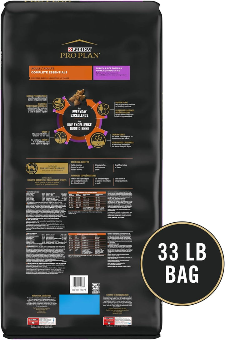 Complete Essentials Shredded Blend Turkey and Rice Dog Food Dry Formula with Probiotics for Dogs - 33 Lb. Bag