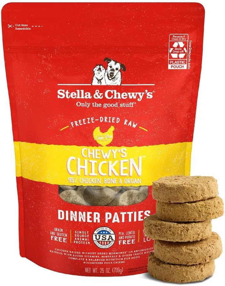 Freeze-Dried Raw Dinner Patties - Beef Recipe - High Protein Grain-Free Puppy & Dog Food - Perfect for Picky Eaters - 25 Oz