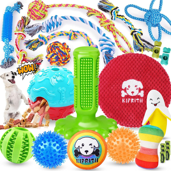 25 Pack Various Puppy Dog Toys for Teething, Entertainment & Interaction, Puppy Chew Toys Pack with Rope Toy, Treat Balls and Dog Squeaky Toys for Puppies & Small Dogs