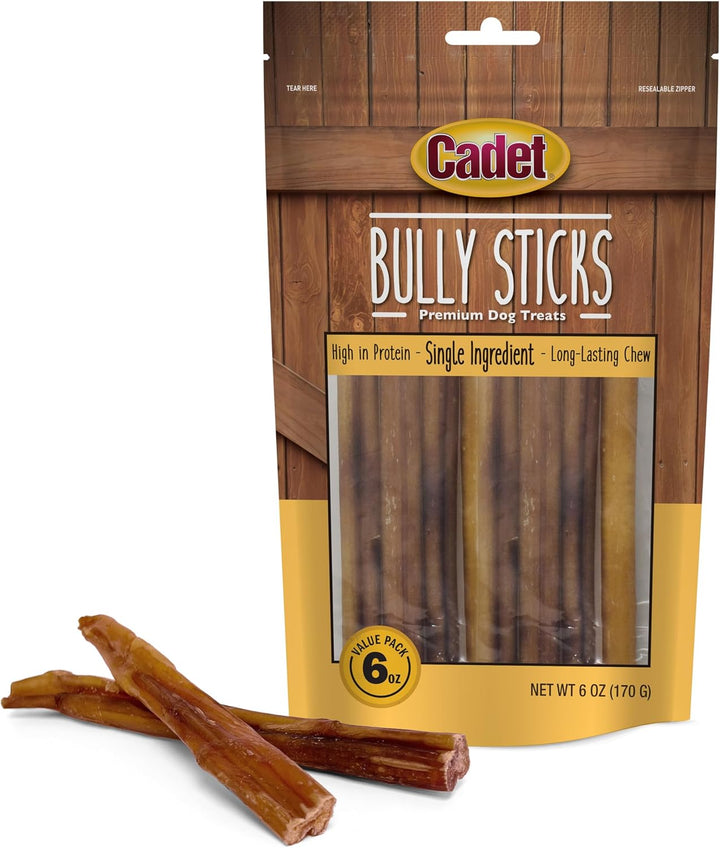 Bully Sticks for Small Dogs – All-Natural Beef Pizzle, High Protein, Low Fat, Long-Lasting, Grain & Rawhide-Free Dog Chews for Aggressive Chewers, Small (12 Ounce)