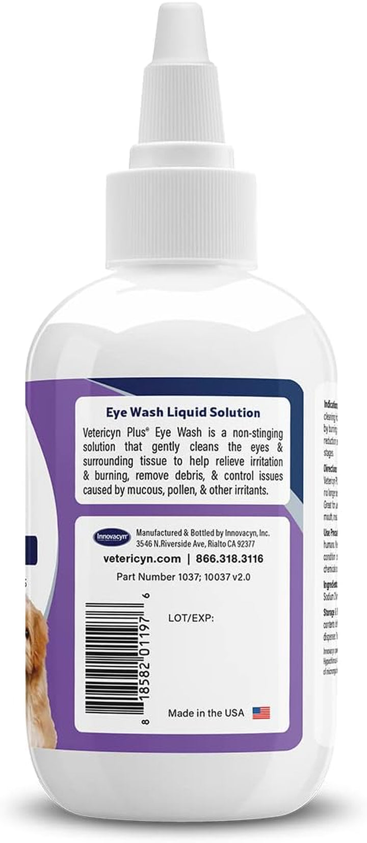 plus Dog and Cat Eye Wash | Eye Drops for Dogs and Cats to Flush and Soothe Eye Irritations, Dog Tear Stain Cleaner, Safe for All Animals. 3 Ounces